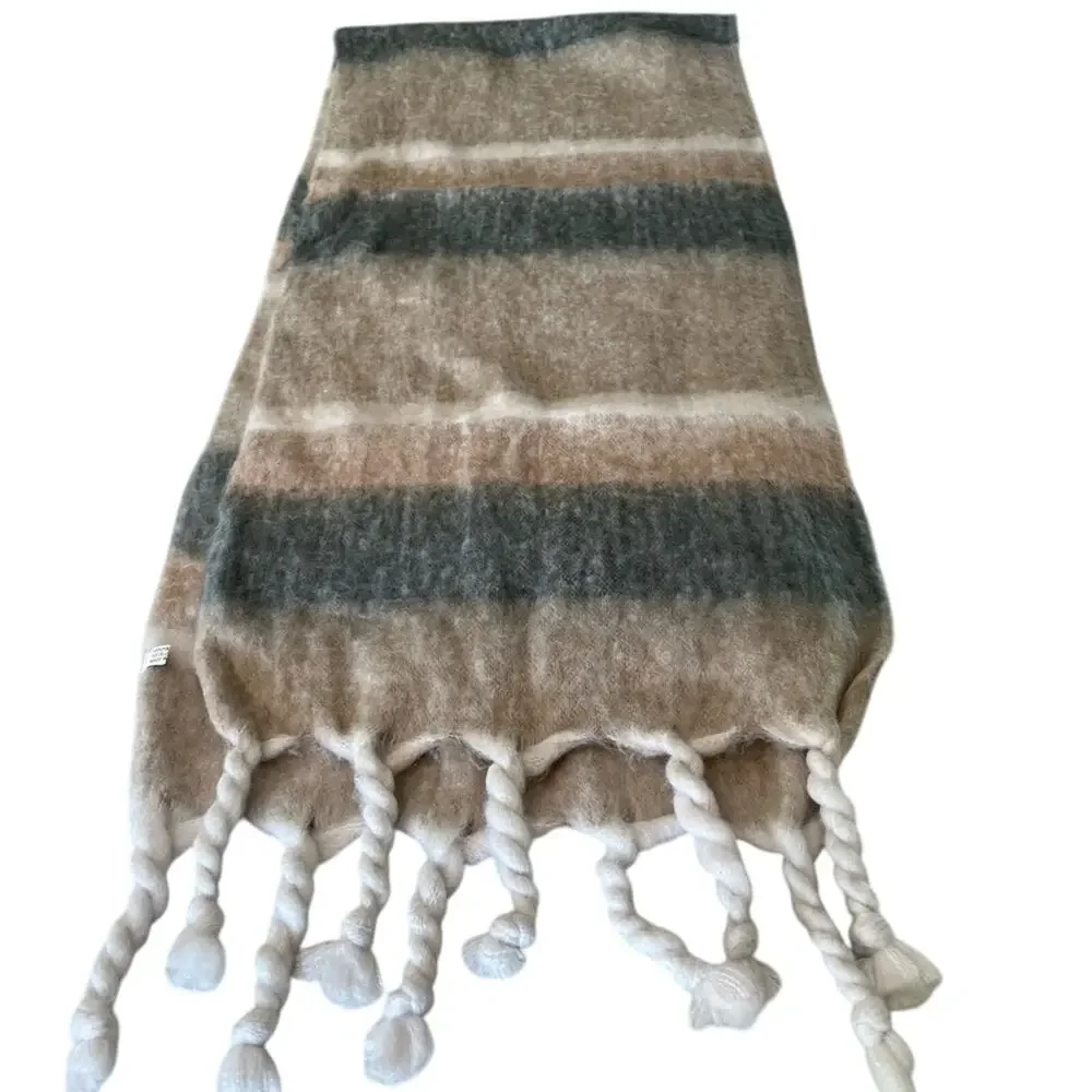 Cozy Soft Striped Blanket Scarf with Fringe